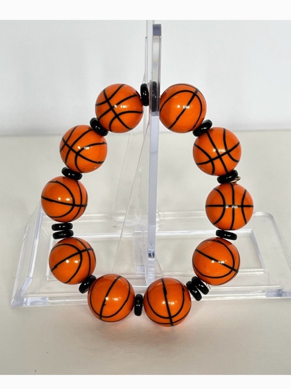 NWT ♥️ Basketball Bead Stretch Bracelet - Orange & Black Unisex